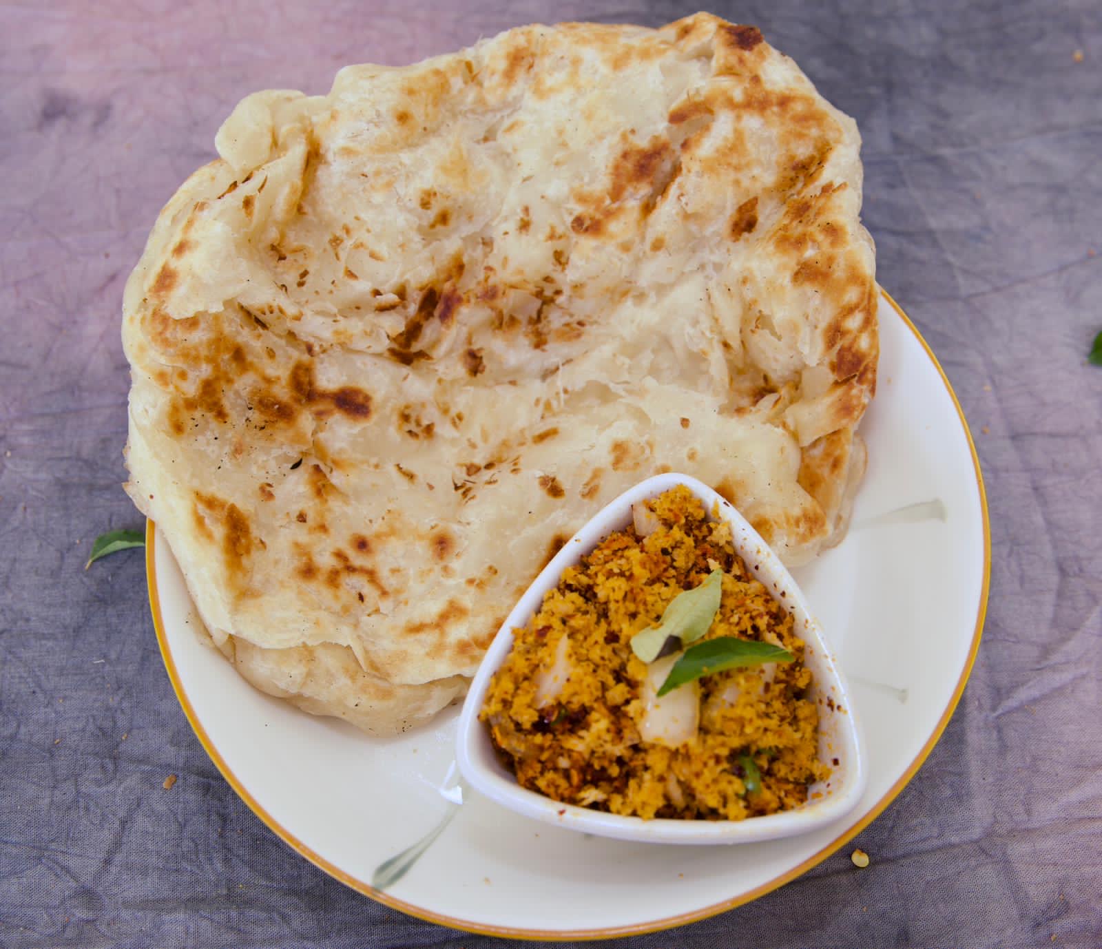 Coconut rotti served with spicy sambal